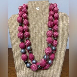 Coldwater Creek Pink Balled Fabric Necklace